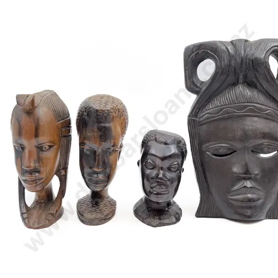 Three African Busts with Mask