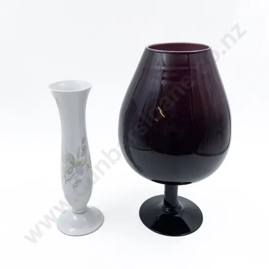 Large Novelty Coloured Glass Brandy Balloon and Other Vase
