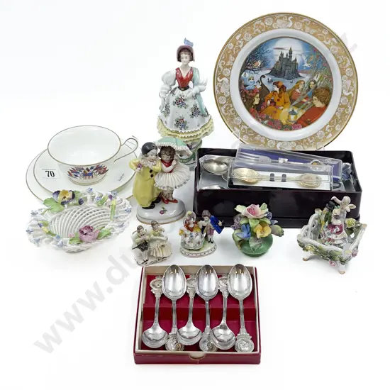 Quantity of Assorted Fancy China Ornaments together with Souvenir Spoons etc