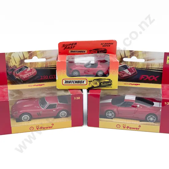 Two Boxed Shell Model Cars together with Match Box Model Car