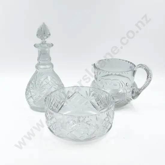Crystal Decanter with Bowl and Jug