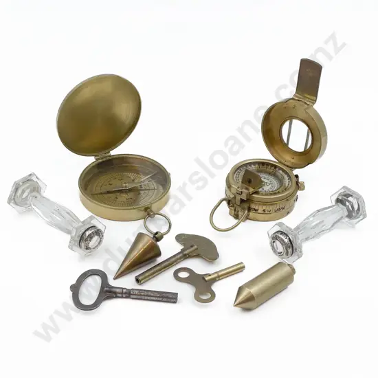 Two Reproduction Compasses together with Plumb-bobs etc