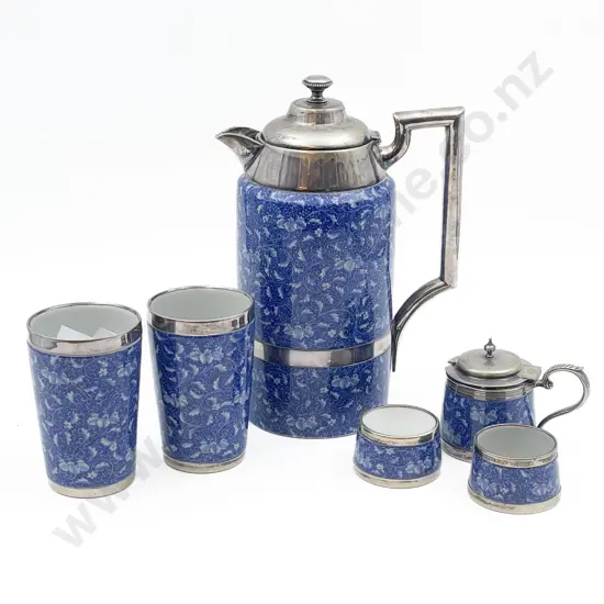 Chinese Blue and White Jug with Matching Cups etc