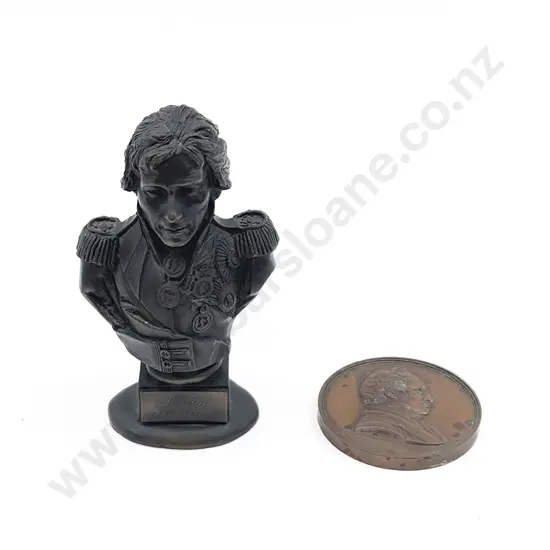 Small Bronze Bust of Horatio Nelson with Copper Medallion