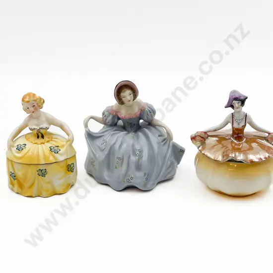 Two Figural Trinket Boxes together with China Figure