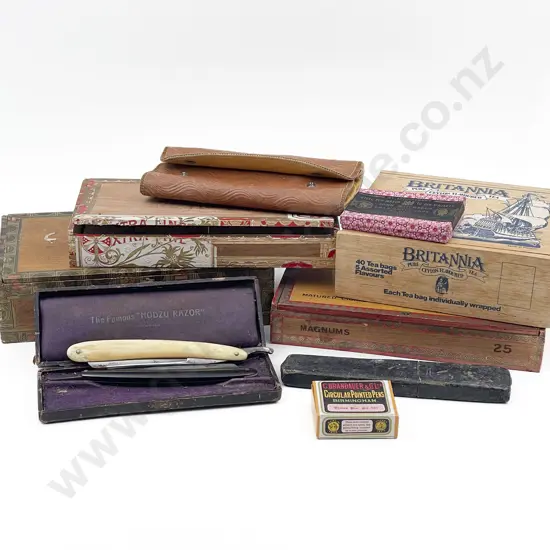 Quantity of Assorted Vintage including Manicure Set and Shaving Items and Cigar Boxes etc