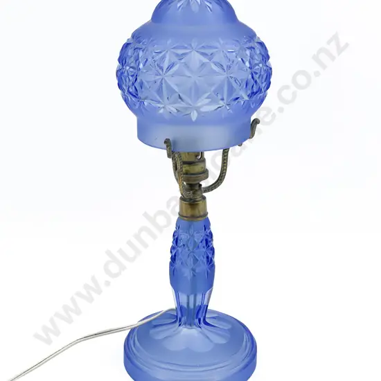 Blue Glass Table Lamp and Shade
