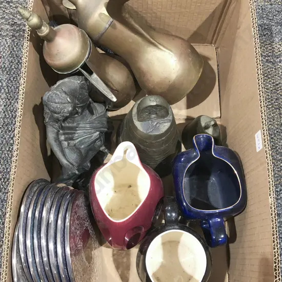 Quantity of Assorted Metal Ware and Whiskey Advertising Jugs etc