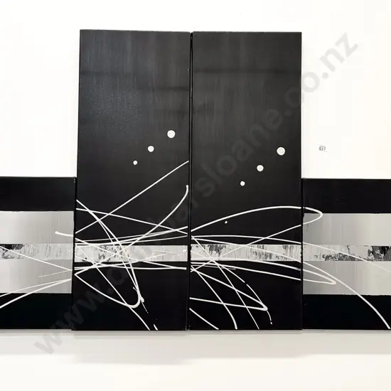 Indistinctly Signed - Abstract Tetraptych - Acrylic on Canvas