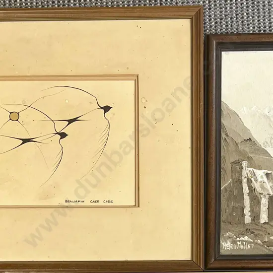 Benjamin Chee Chee - Swallows - together with Oil Work