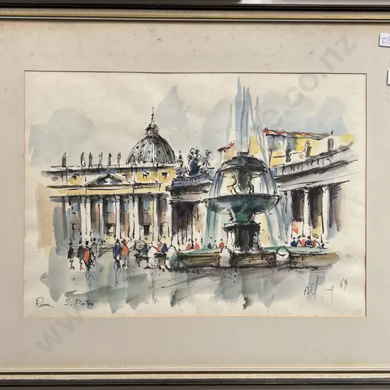 Unknown Artist - San Pietro Rome - Ink and Wash