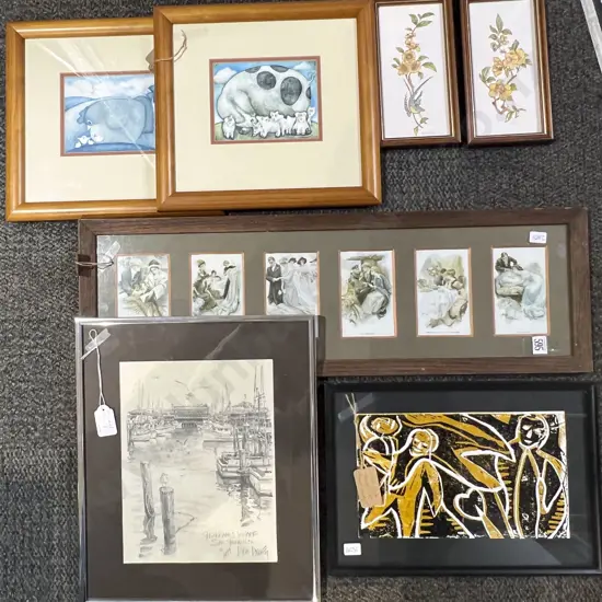 Seven Assorted Framed Works
