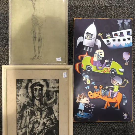 Two Religious Prints and Other