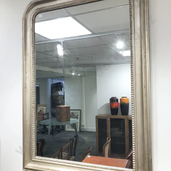 Large Silvered Arch Top Overmantle Mirror