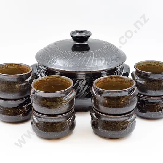 Large Mirek Smisek Casserole Dish with Eight Unmarked Bowls