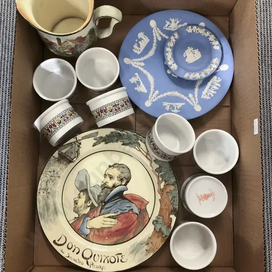 Box of Assorted China Including RD and Wedgwood