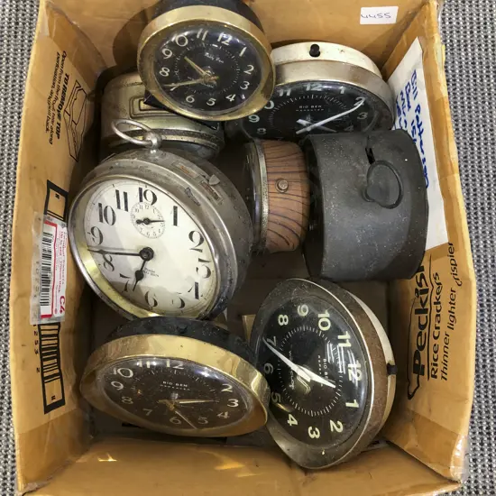 Box of Assorted Vintage Alarm Clocks