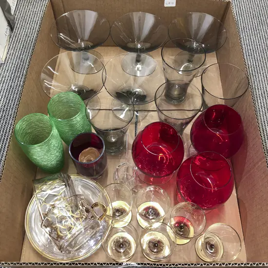 Box of Assorted Glassware