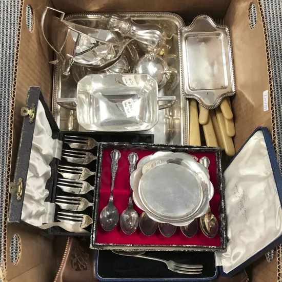 Box of Assorted S/P Together with Boxed and Loose Cutlery