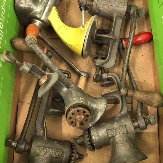 Box of Assorted Vintage Mincers