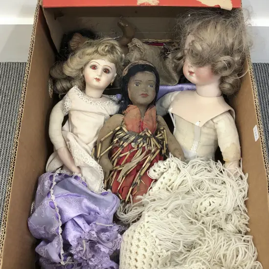 Box of Assorted Vintage Dolls