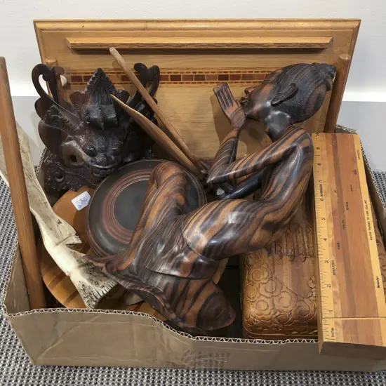 Box of Assorted Woodware etc