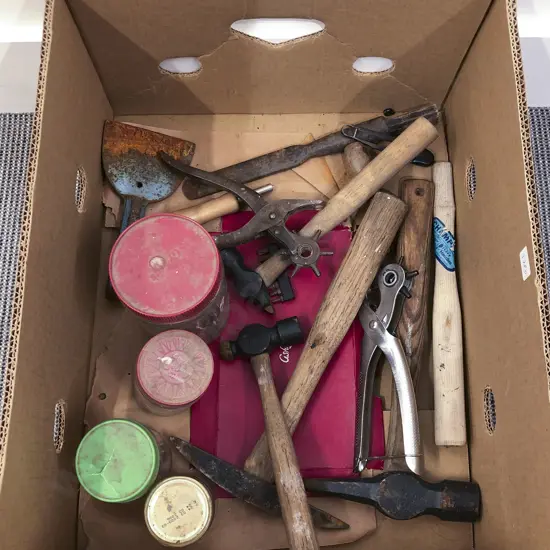 Box of Assorted Vintage Tools and Screws etc