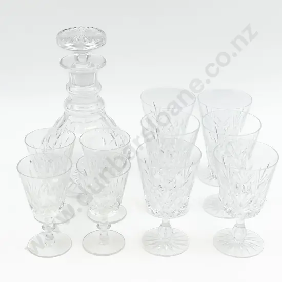 Crystal Decanter Together with Ten Glasses