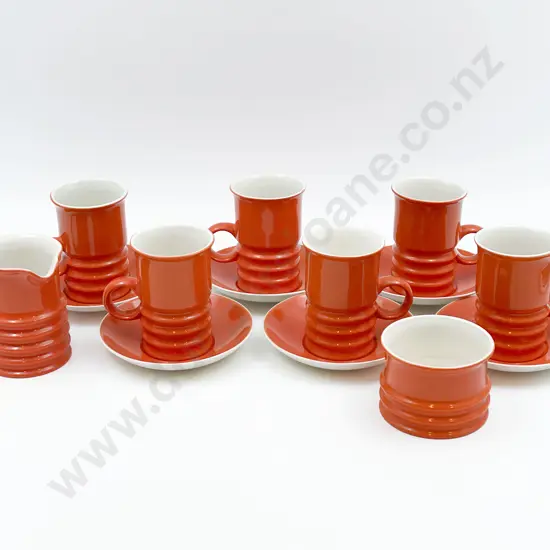 Six Carlton Ware Mugs and Saucers Together with Sugar and Cream