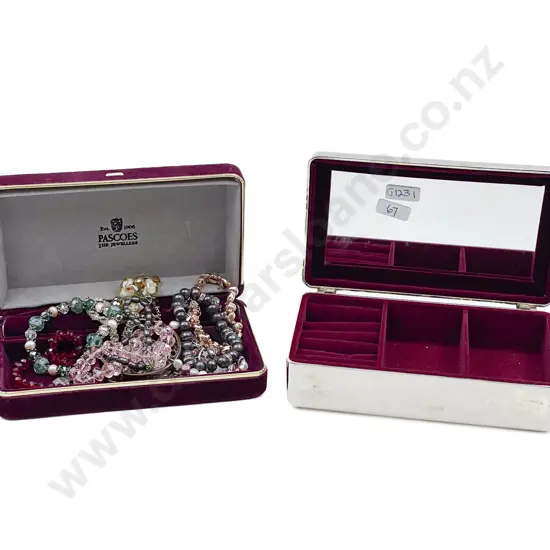 Two Small Jewel Boxes and Qty Costume Crystal Pearl and Other Bracelets (14)