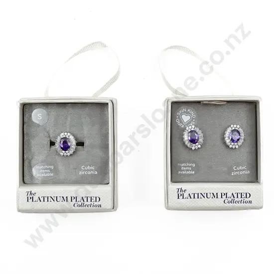 Cubic Zirconia Boxed Earrings Together with Matching Ring