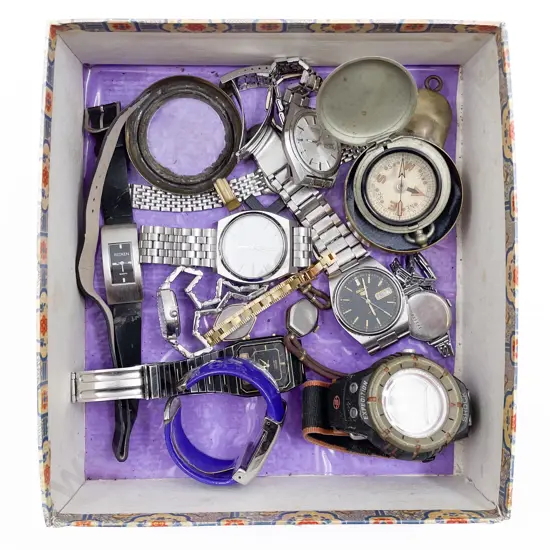 Quantity of Assorted Watches Together with Compass and Case