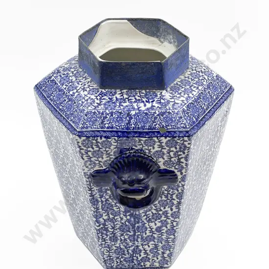 Blue and White Hexagonal Vase