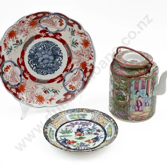 Imari Pattern Plate Together with Cantonese Teapot and Other