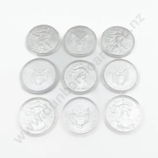 USA 2011 American Eagle Proof $1 Coins 1oz Fine Silver x 9