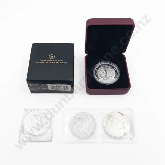 Canada 2012 Varley Proof $20 and 2013 Unc Buffalo $5 Coins 1oz .9999 Silver x3