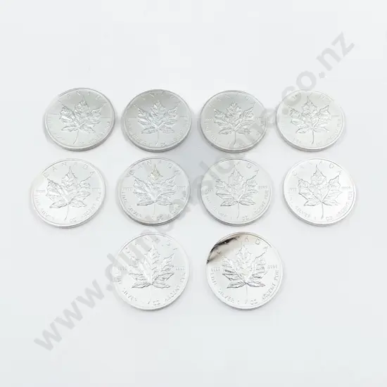 Canada 2012 Marple Leaf Unc $5 Coins 1oz .9999 Silver x10