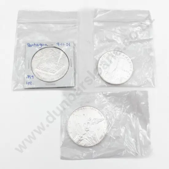 USA 2001-2011 Twin Towers 2011 Pentagon and 2013 Mexicanos 1oz .999 Fine Silver Coins