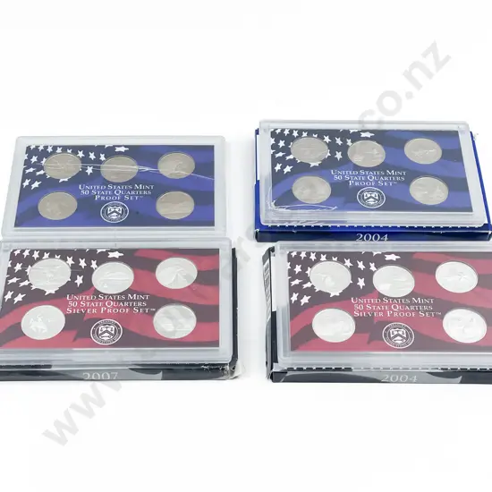 US Mint 50 State Quarters Proof Sets 2004 2007 with silver proof sets