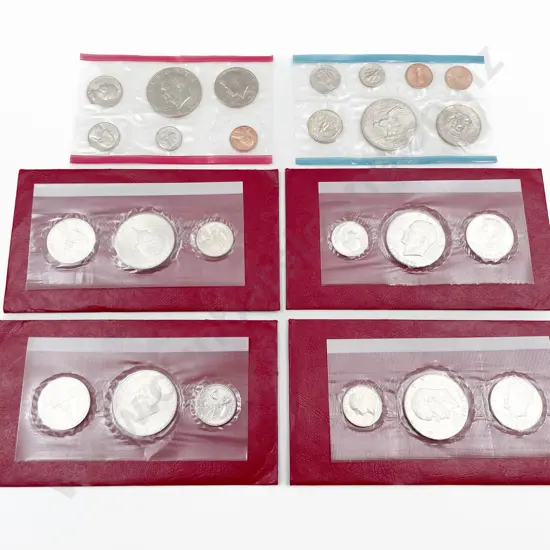 US 1976 Bicentennial Silver Unc 3pce Sets x4 and 1973 Liberty Unc 7pce Sets x2