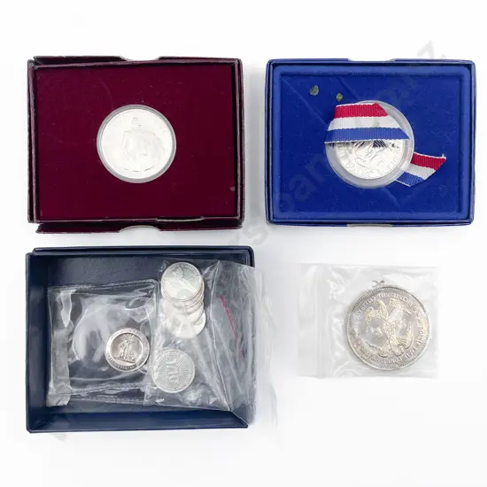 US 1/10 Troy Oz .999 Fine Silver Coins x5 two others two half dollars and other