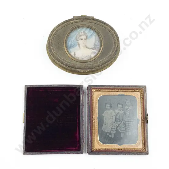 Small Oval Victorian Miniature Jewellery Box with Vintage Photo Frame
