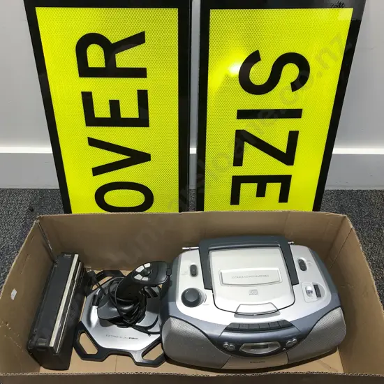 Two Oversize Signs with Games Controller etc