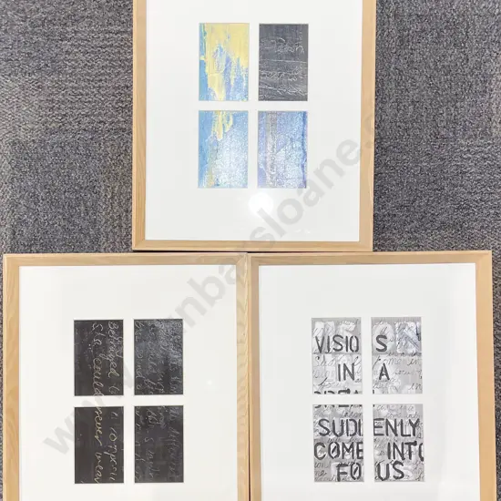 Three Sectional Framed Mixed Media Works