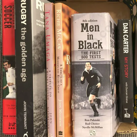 Box of Assorted Rugby Reference Volumes