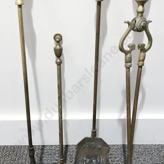 Brass Four Piece Fire Tidy Set
