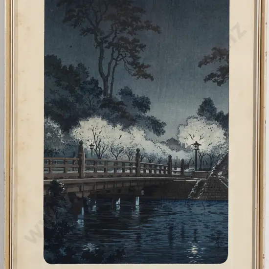 Suchiya Koitsu - Night View of Cherry Blossoms - Woodblock Print