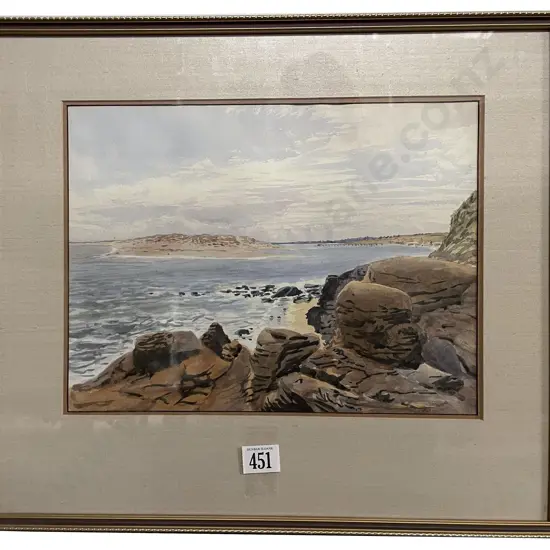R P MacGoun - Coastal Study with Rocky Outcrop