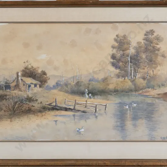 E M B - River Landscape with Children Fishing