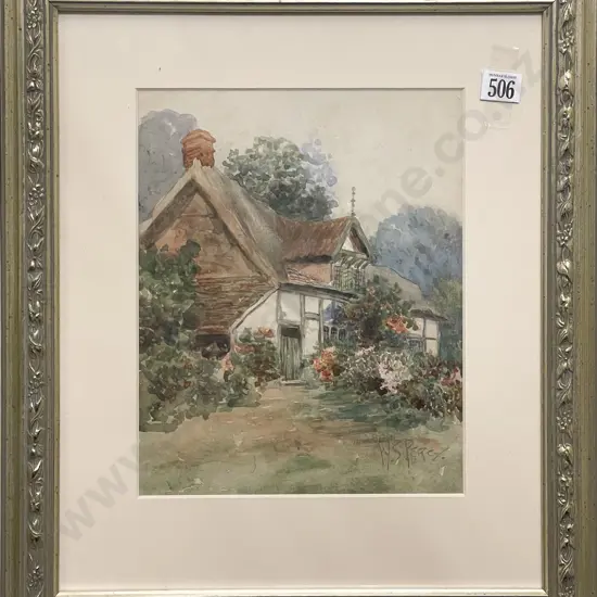 W S Percy - English Country Cottage & Garden- Watercolour
